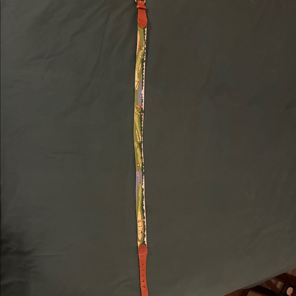 Green and Brown Belt with Gold Buckle